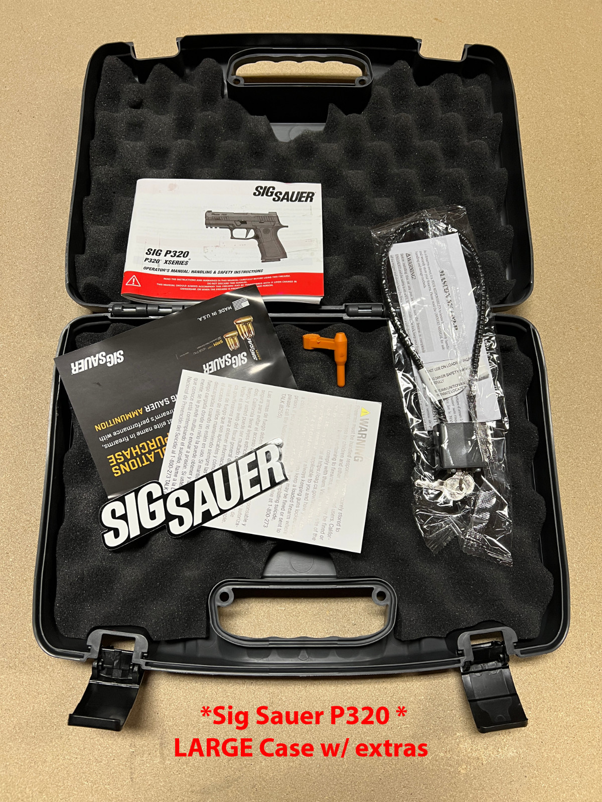 * Sig Sauer P320 M17 M18 P220 P226 P229 P365 Pistol Case Box LARGE *
