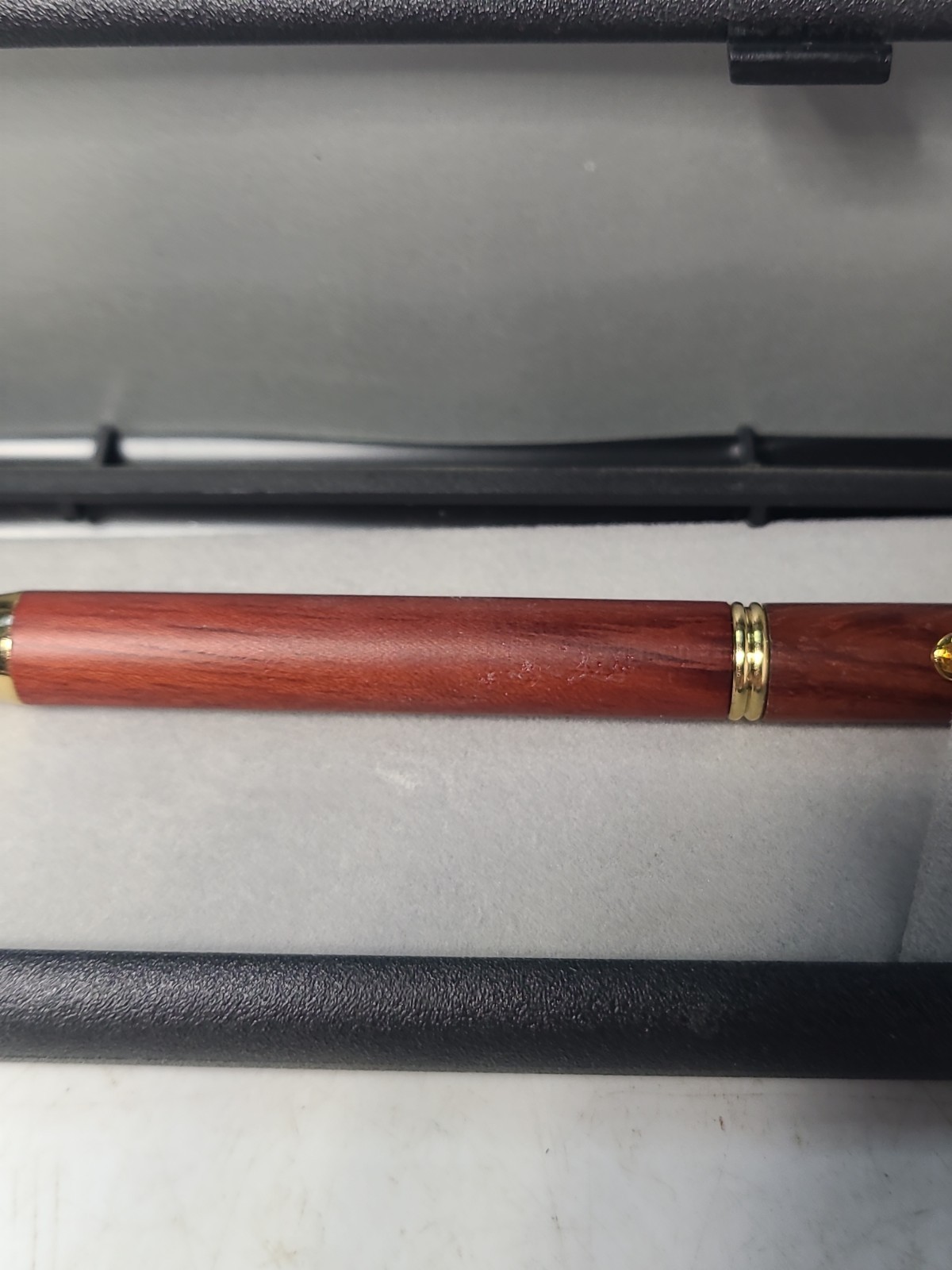 UNBRANDED WOOD BALL POINT PEN WITH FISHING ROD AND FISH CLIP IN CASE