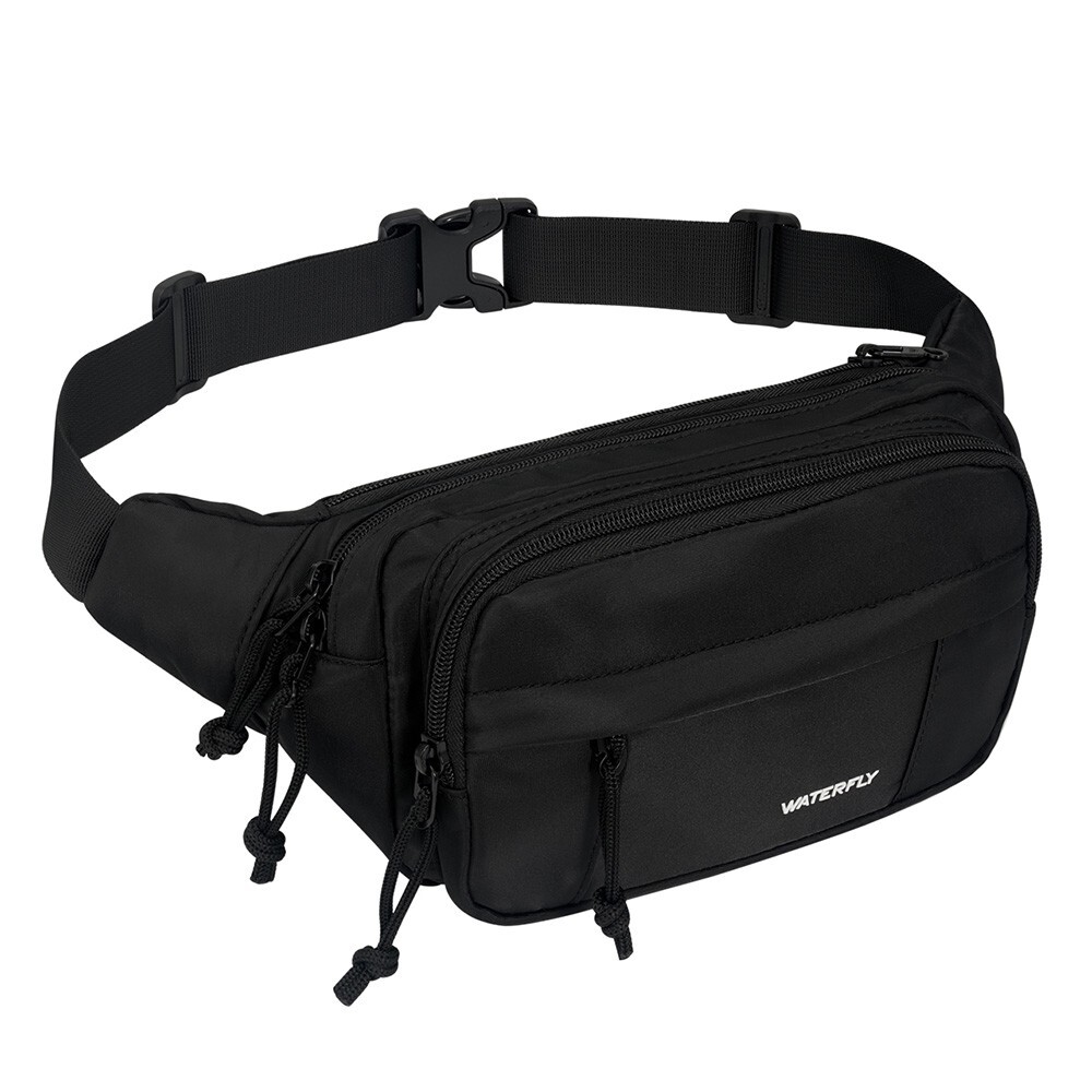 WATERFLY Fanny Pack: Large Crossbody Waist Bag with 5 Pockets, Adjustable Strap