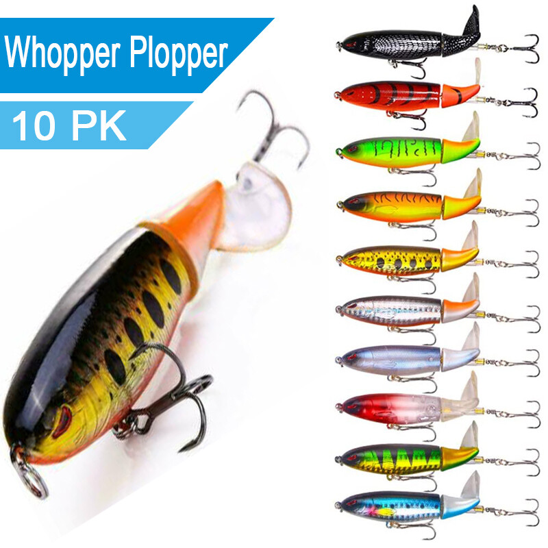 10ps Fishing Lures Bait Topwater Floating Rotating Tail for Bass