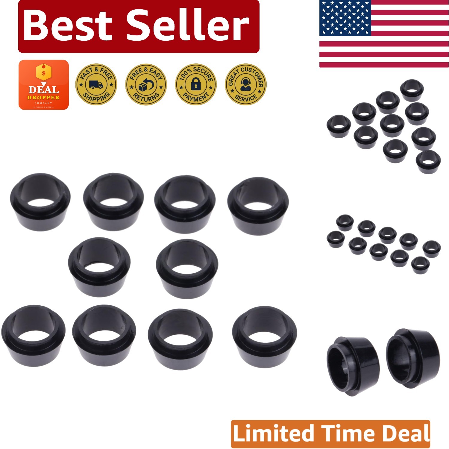 Set of 10 Golf Ferrules for Taylormade RBZ Stage2 – Precision 0.335″ Black