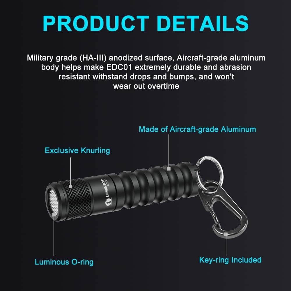 Keychain Flashlight 120 lumens Pocket EDC Flashlights 36 Hours Waterproof