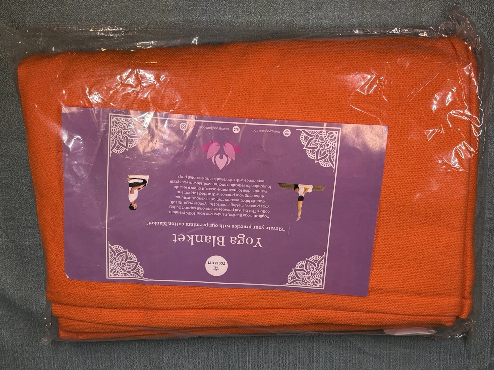 Yogicuti Premium 100% Cotton Yoga Blanket Orange Handwoven 80×60 BrandNew Sealed