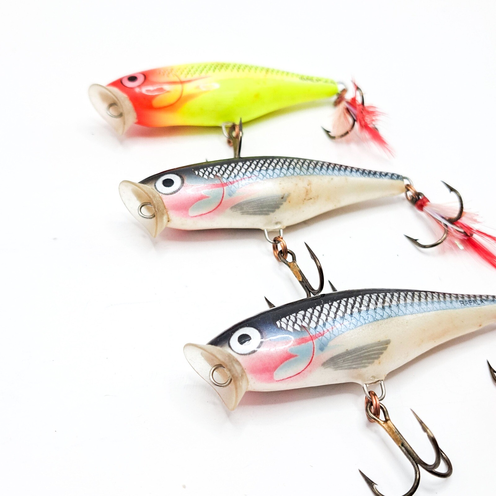 Rapala Fishing Lures Lot of 3 Made in Ireland Topwater Lure Feather Tail Vintage