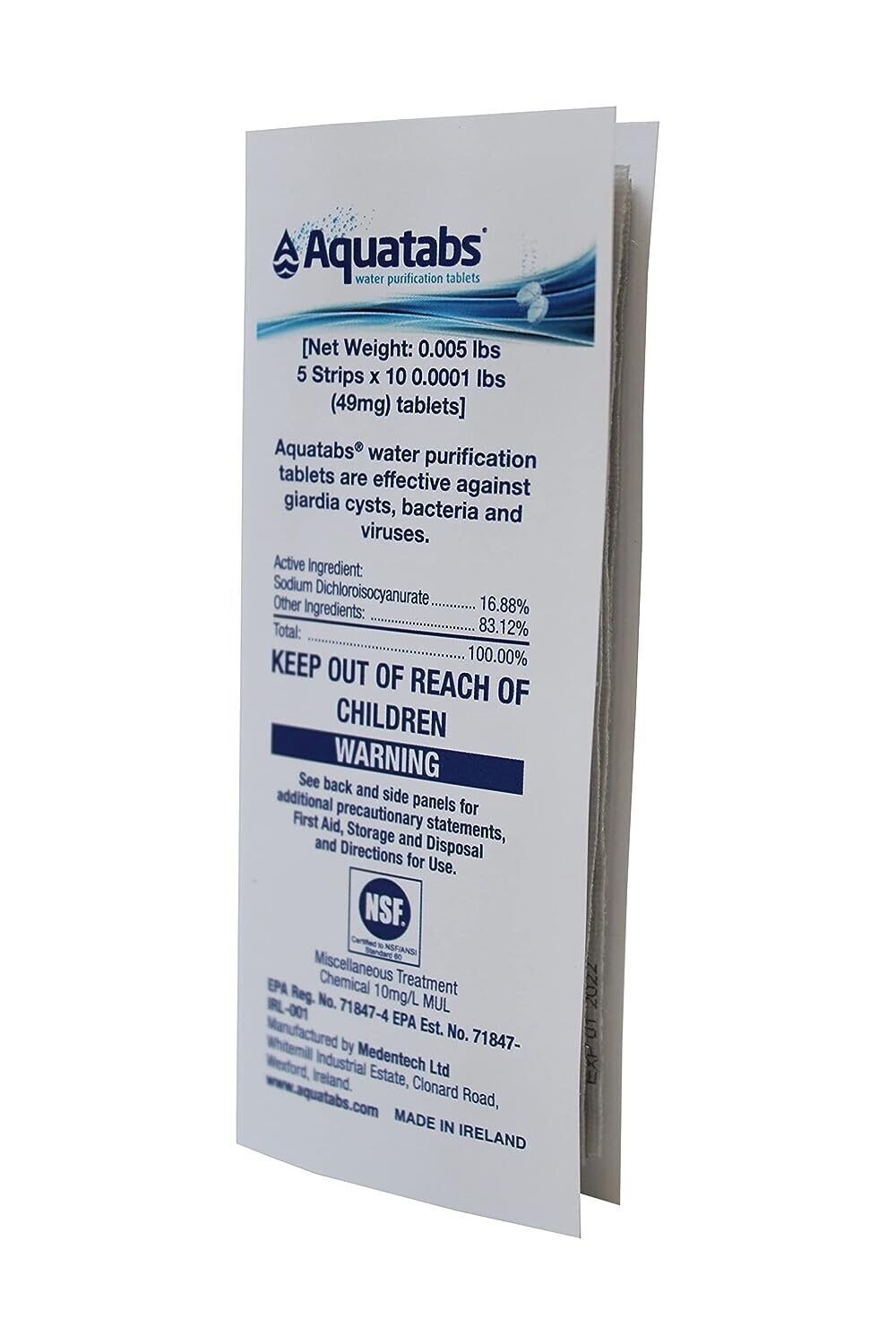 Aquatabs 49mg Water Purification Tablets Germicidal Solution 50 & 100 Pack