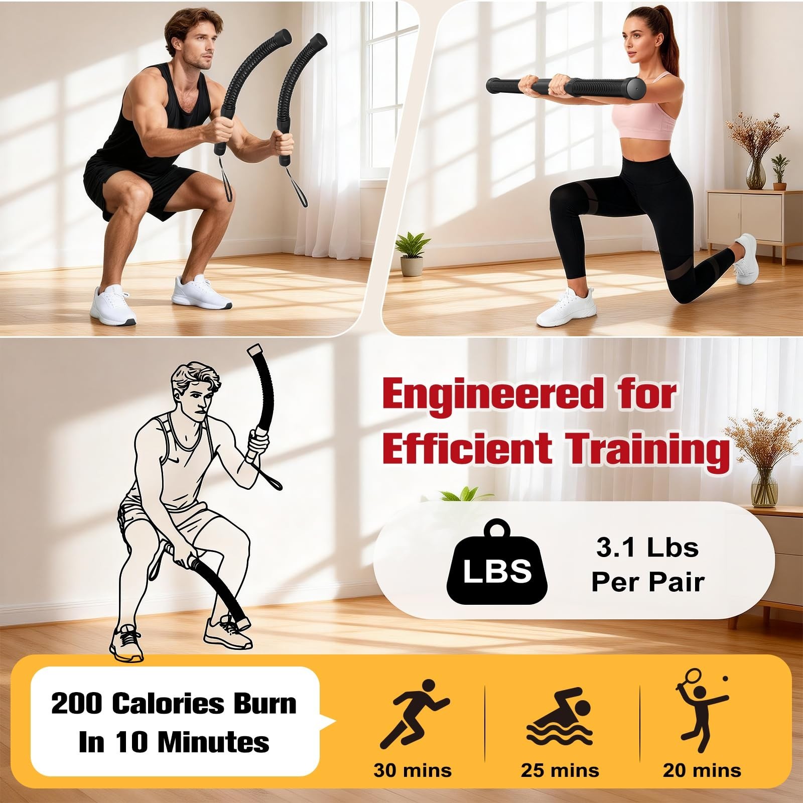 Relife Ropeless Battle Ropes, 2 in 1 Weighted Cordless Battle Ropes for Home …