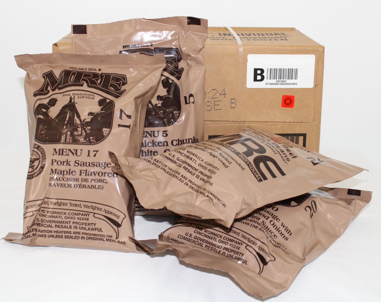 MRE U.S. Military Ready to Eat Meals INSP 2025 or Better – options 1,2,48 pack