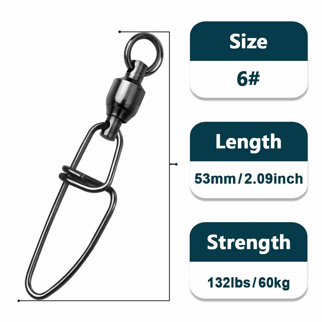 NEW 20~100Pcs Ball Bearing Fishing Swivels Snaps Fishing Connector 22LB~287LB