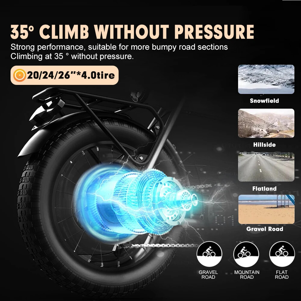 Electric Bicycle Fat Tire 36V 48V 500W Front/Rear Brushless Gear Hub Motor
