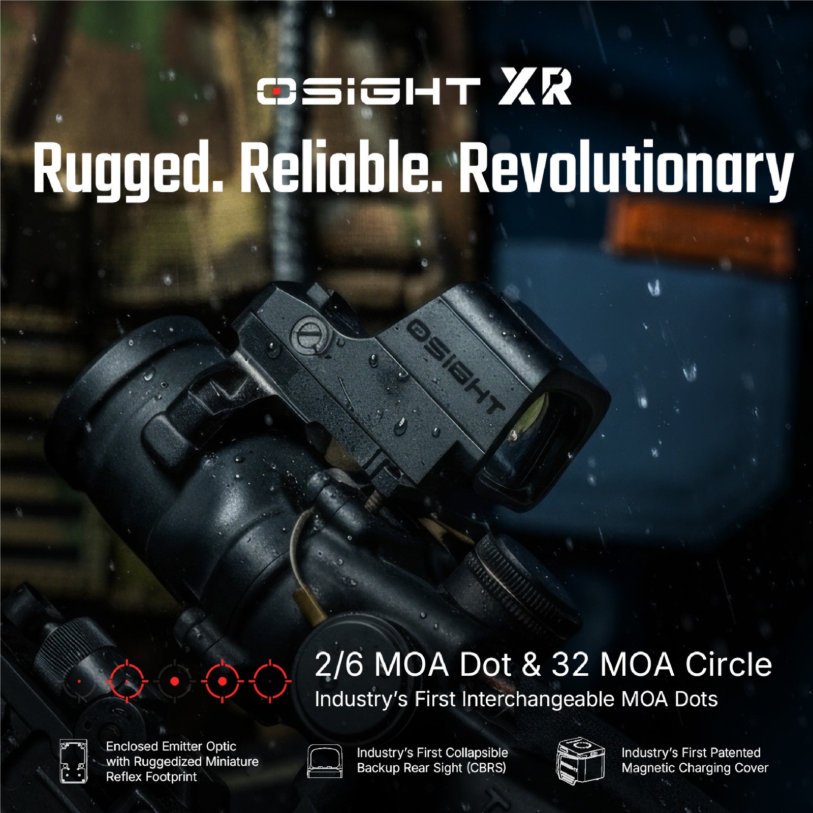 OSIGHT XR Enclosed Red Dot Sight with 2/6 + 32 MOA Multi-Reticle System.