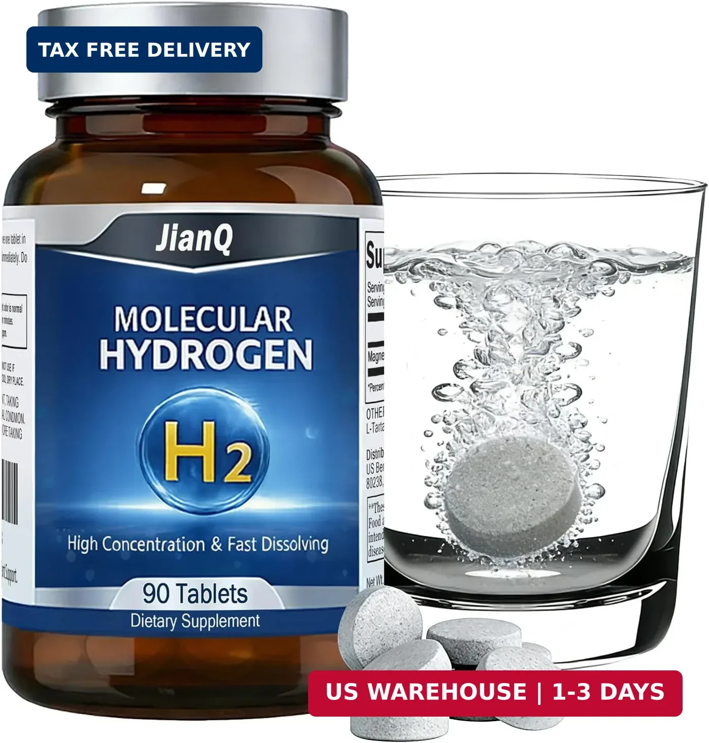 Hydrogen Water Tablets – Molecular Hydrogen Tablets for Drinking Water, Unflavor