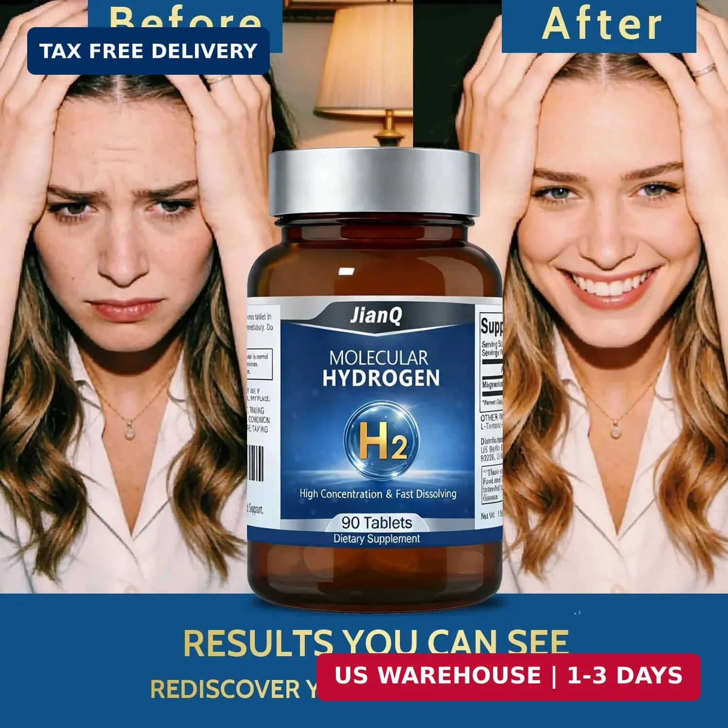 Hydrogen Water Tablets – Molecular Hydrogen Tablets for Drinking Water, Unflavor