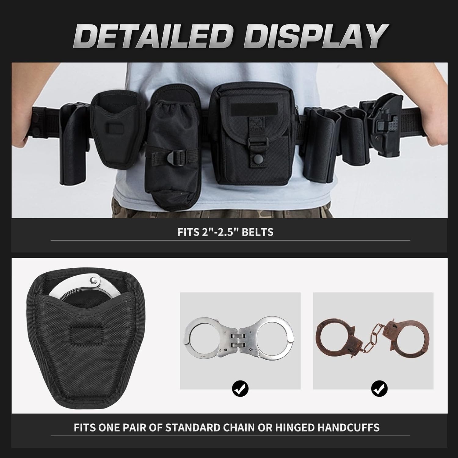 Handcuff Case, Open Top Handcuff Holder Holster, 600D Nylon Cuff Pouch for Duty