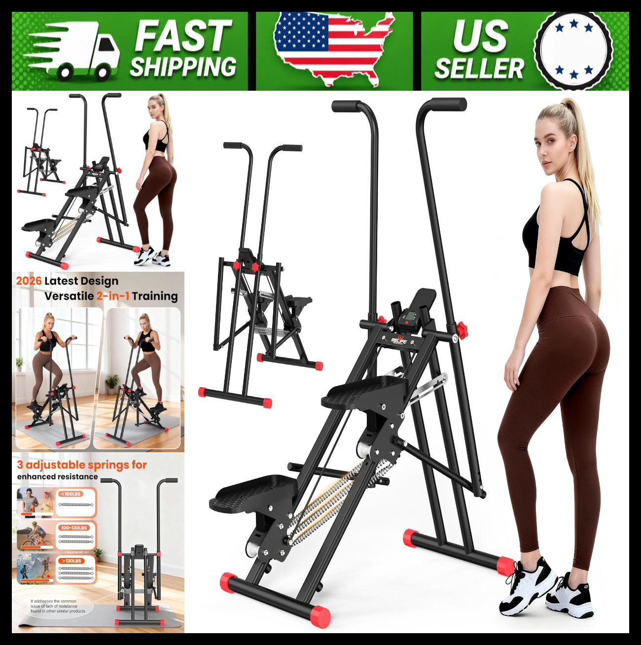 RELIFE Stair Stepper Home Exercise Machine Adjustable Resistance Cardio