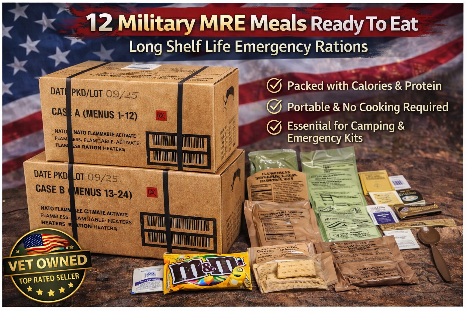 Genuine US Military MRE Case Ready to Eat Meals Emergency Survival Food (1 Case)