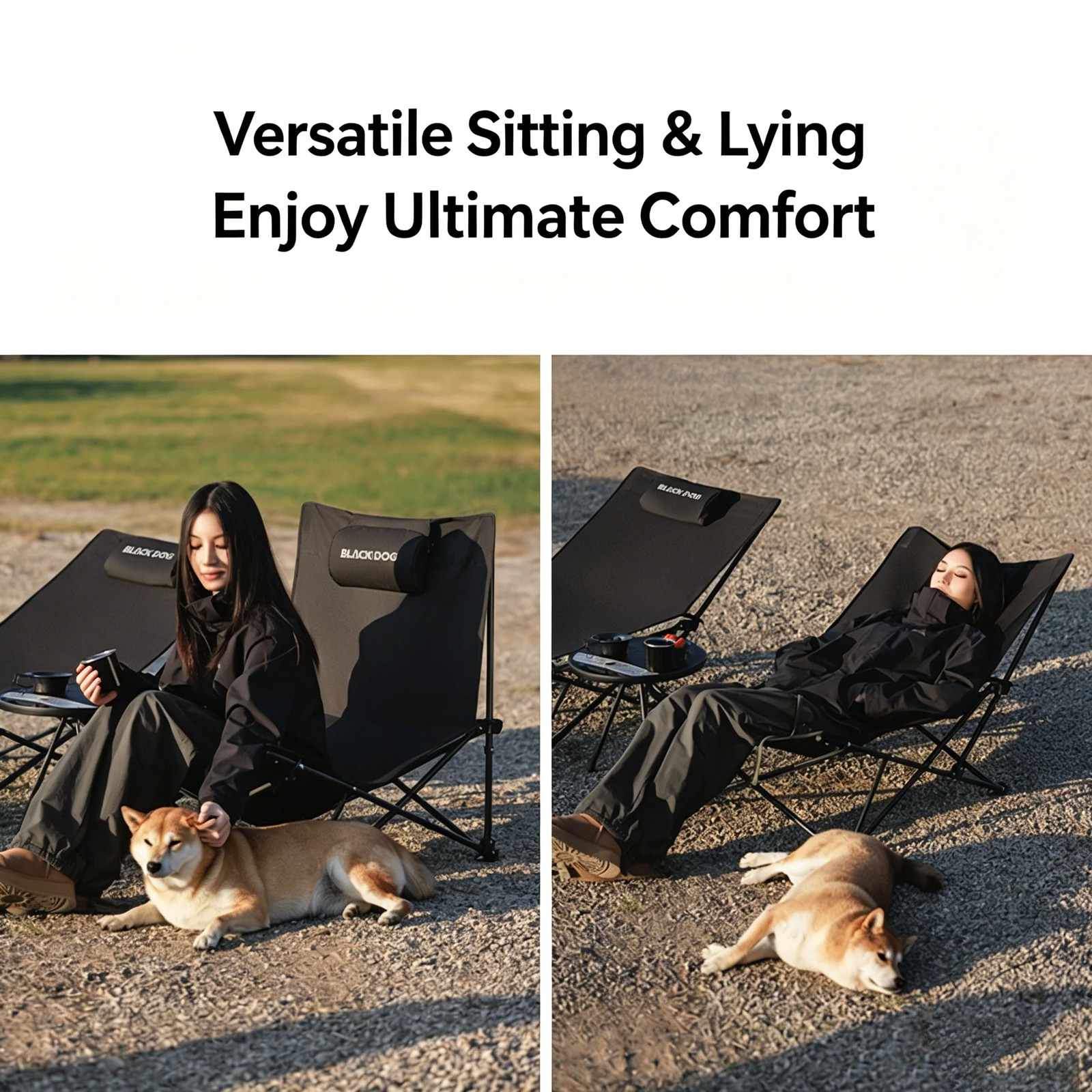 Blackdog Camping Chair with Pillow Lounge Office Nap Home Use Recliner Outdoor F