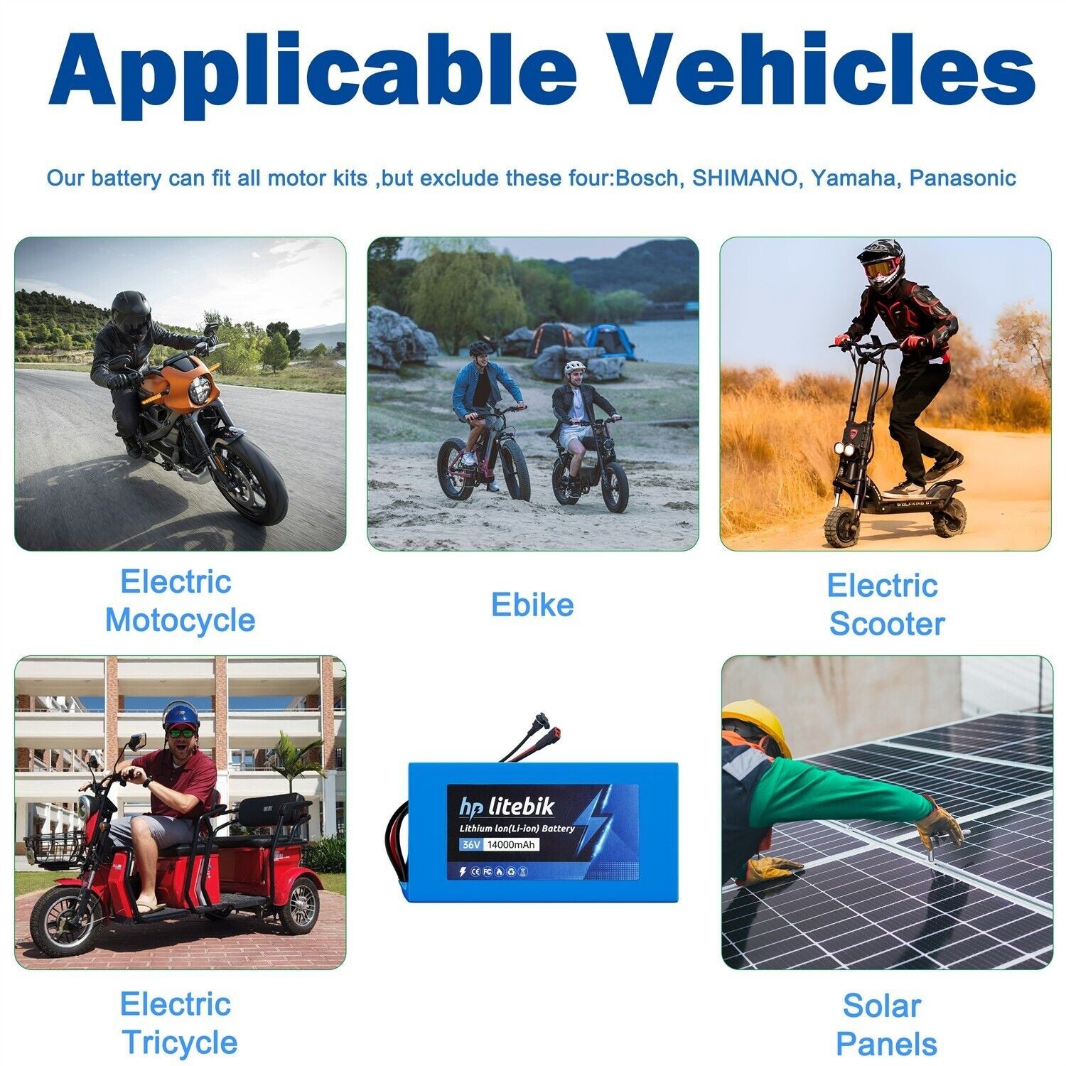 48V 8Ah 10Ah 14Ah 20Ah Lithium Batetry for 20W-1200W Electric Bike Ebike Scooter