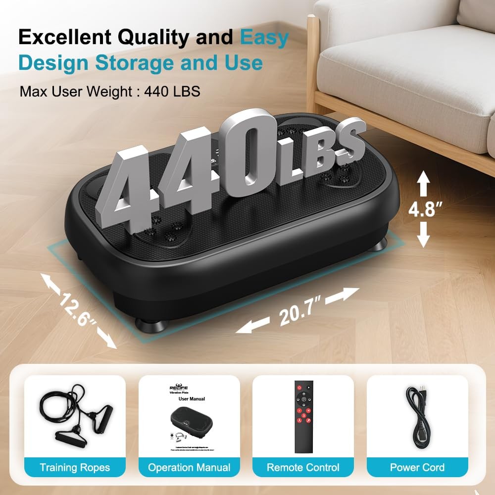 Relife Vibration Plate Exercise Machine for Lymphatic Drainage, Fitness Equip…