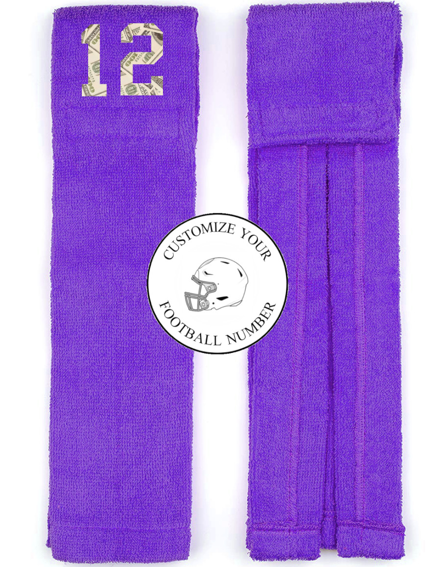 Player Number Football Towel Purple Money Print Quarterback Running Back QB RB