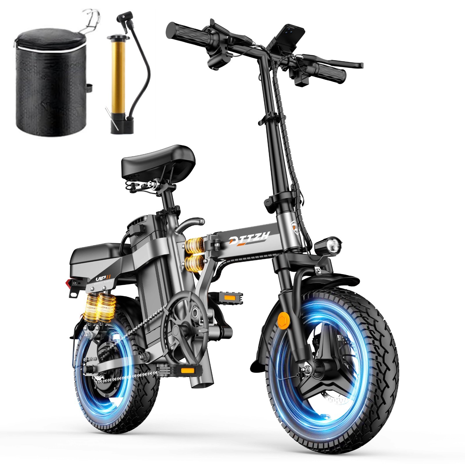 DTTZH A12 Lightweight Folding Ebike 1000W 48V 28MPH 14″ Electric bike for Adults