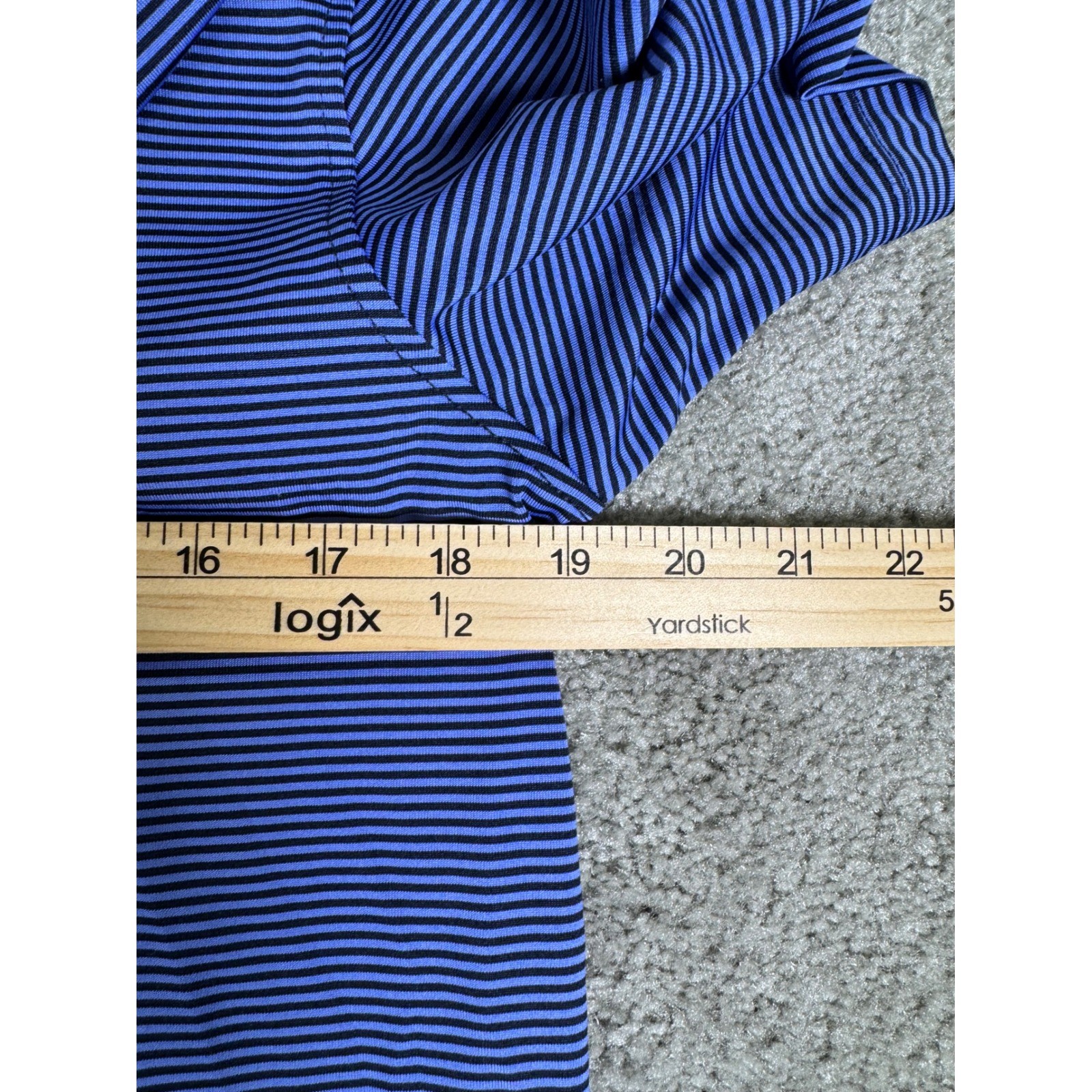 Greyson Mens Blue Striped Golf Polo Shirt Pink Contrast Wolf Logo Small