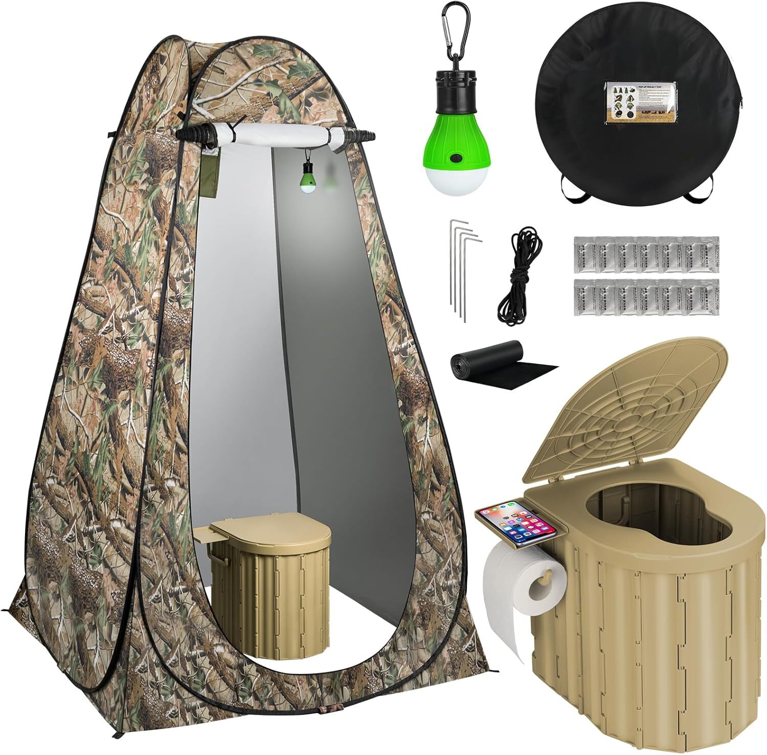 12in CAMPING TOILET & PORTABLE TENT POP UP OUTDOOR SHOWER CHANGING PRIVACY ROOM