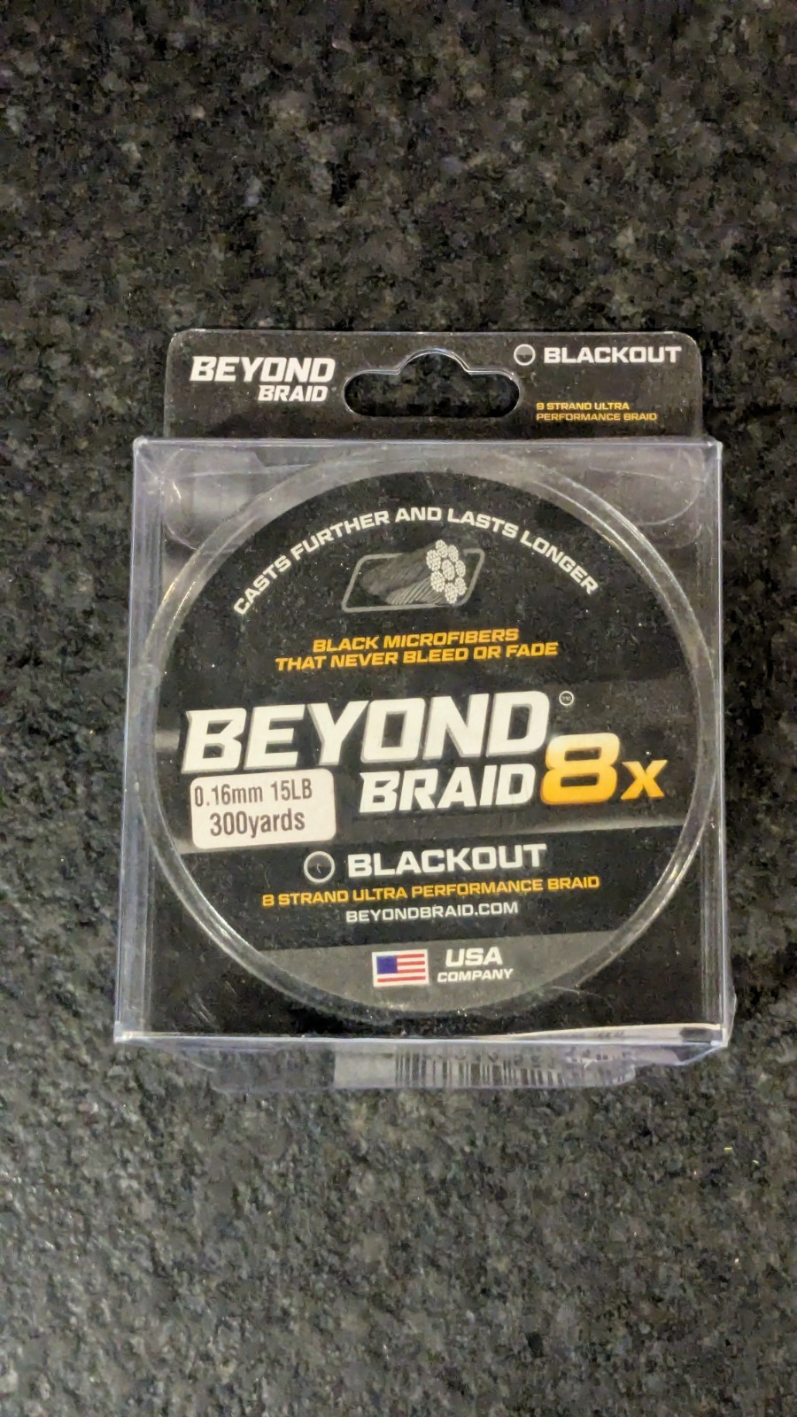 Beyond Braid 8x Fishing Line Blackout No Stretch .16mm 15LB 300yr NEW