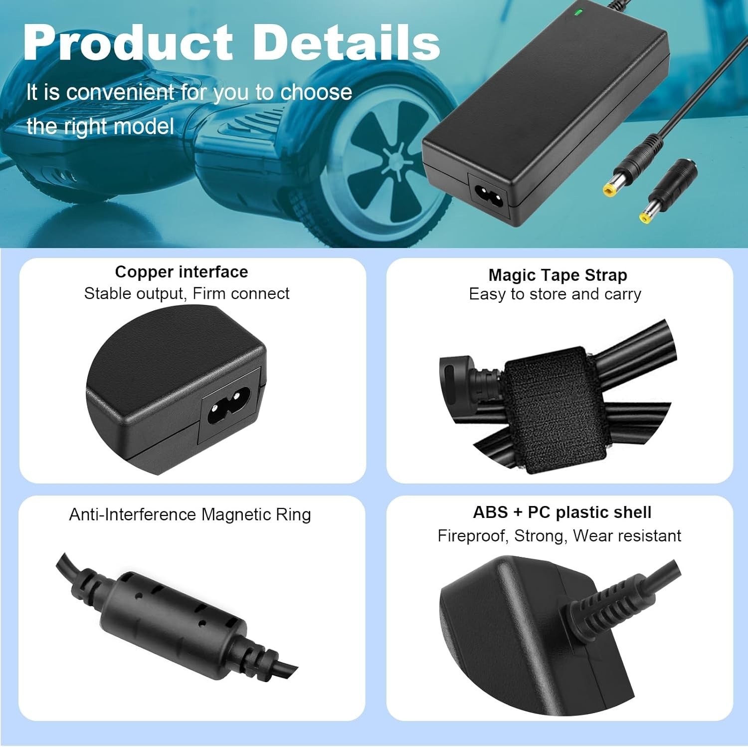 42V 2A Charger for Hiboy S2 Pro, S2 Lite, S2, KS4, KS4 Pro, NEX, NEX3, NEX5