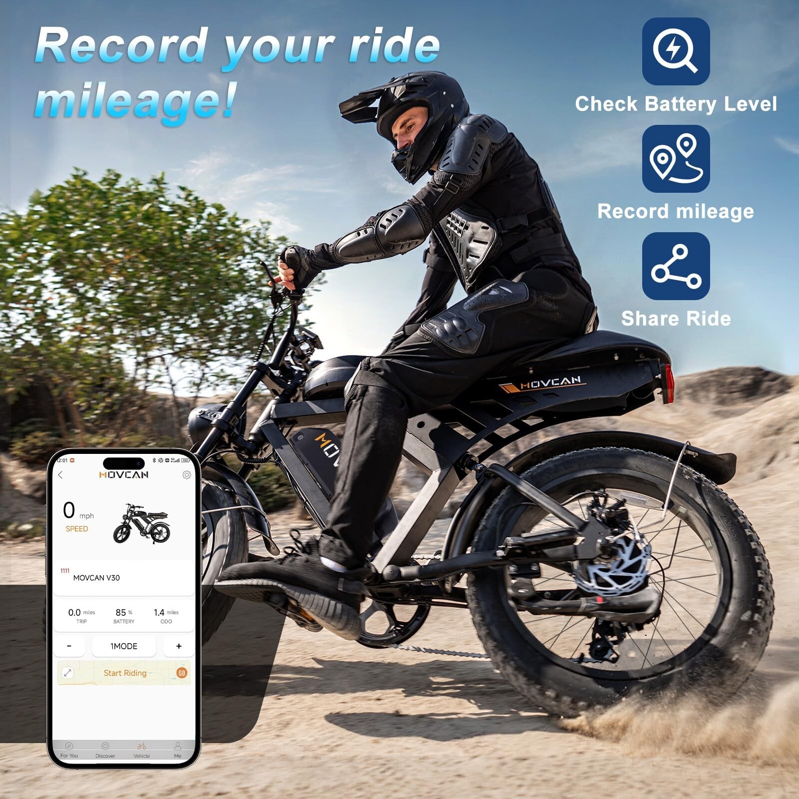 Movcan 20″ Fat Tire Electric Bike 37.5mph 3000W 48V 40Ah Mountain Ebike Adults