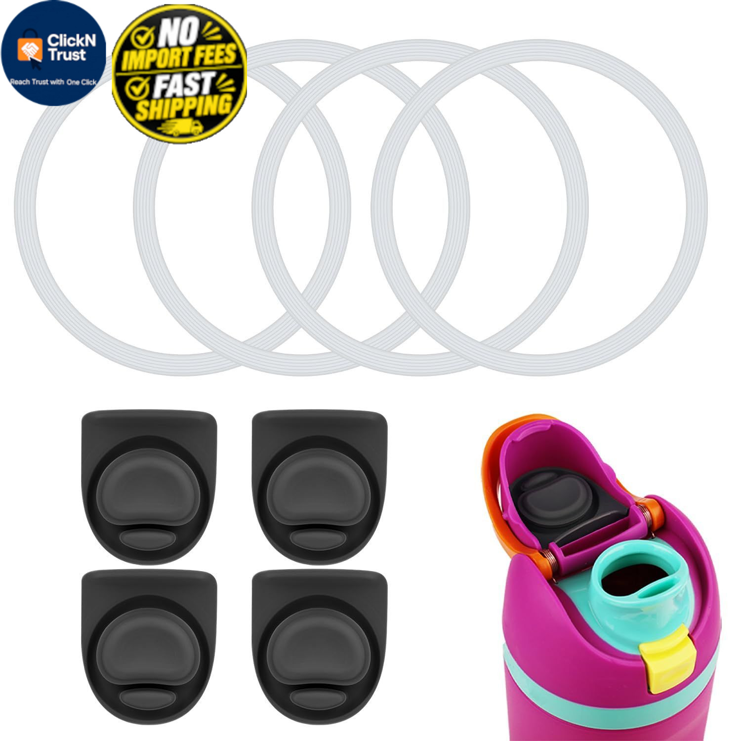 8pcs Bottle Seal Ring & Replacement Stopper 4.3×3.7cm/1.69×1.46 inch, Gray
