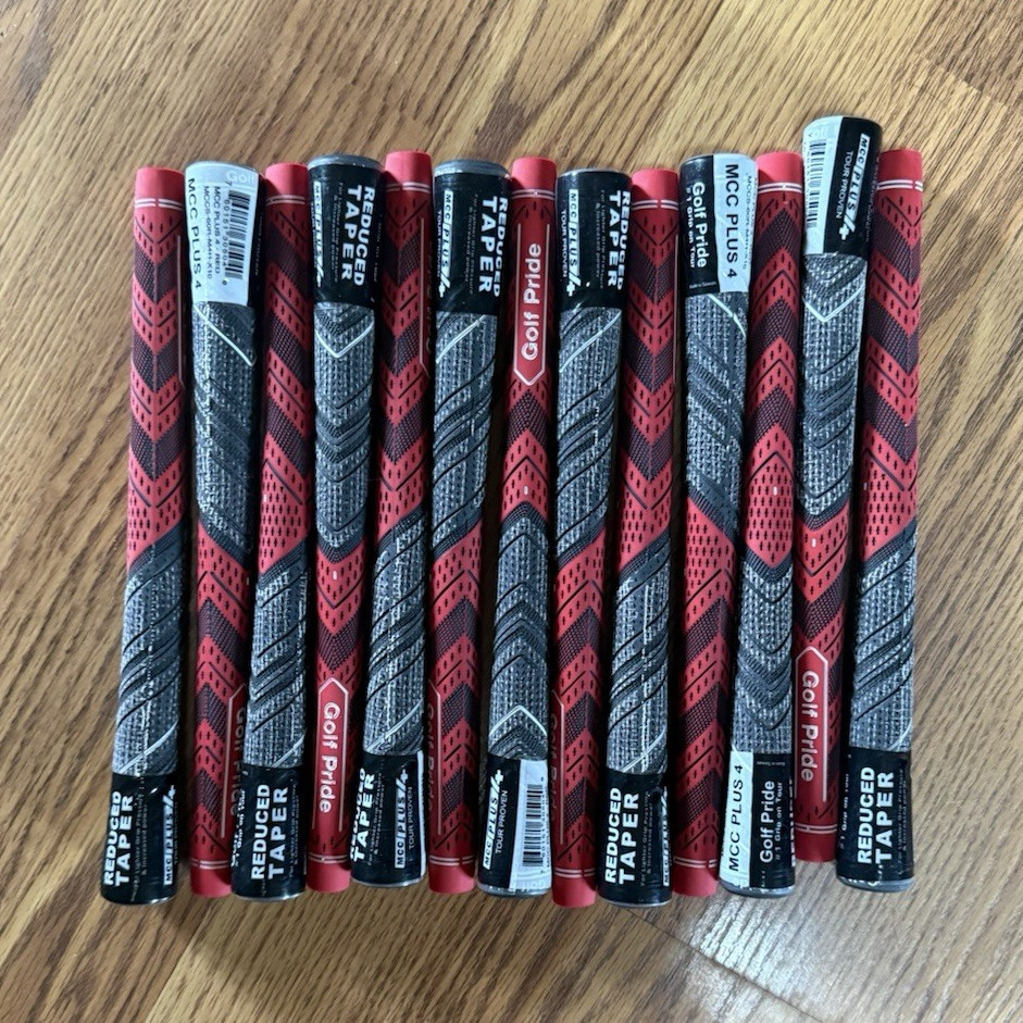 Golf Pride MCC Plus 4 Rubber Golf Club Grips Lot of 13 Red/Black/Gray