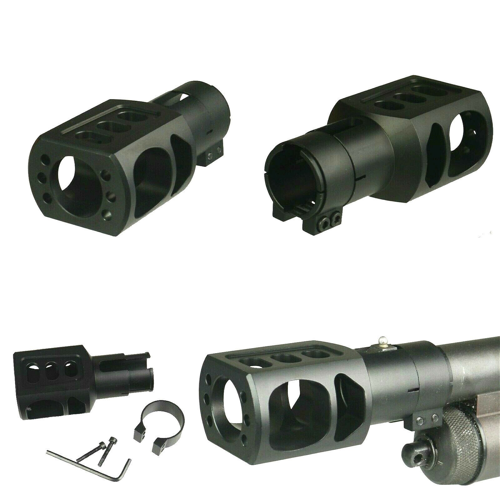 12 Ga Shotgun Muzzle Brake Clamp On Slip Over, Black Aluminum For Remington 870