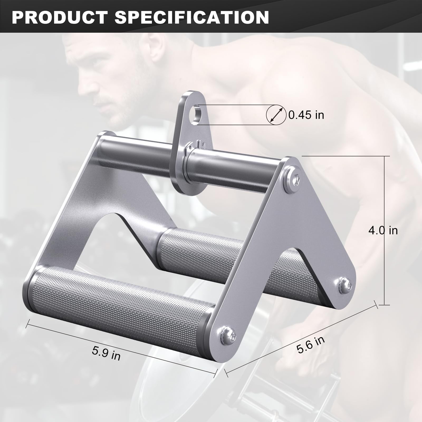 Double D Row Handle Cable Attachment, Stainless Steel V Bar with Non-Slip Alu…