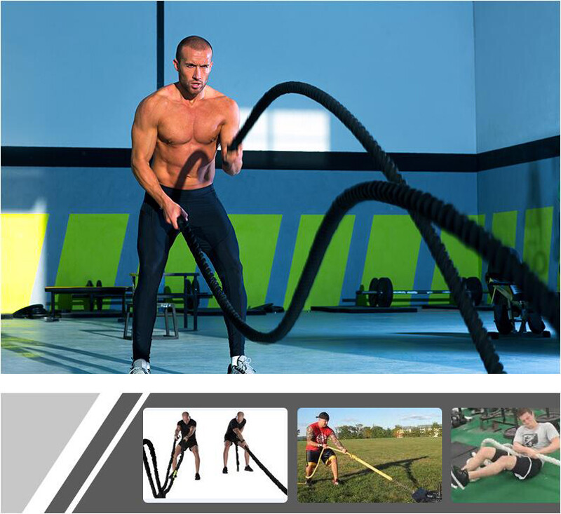 50ft Heavy Battle Rope Fitness Anchor Strap Exercise Workout Strength Train