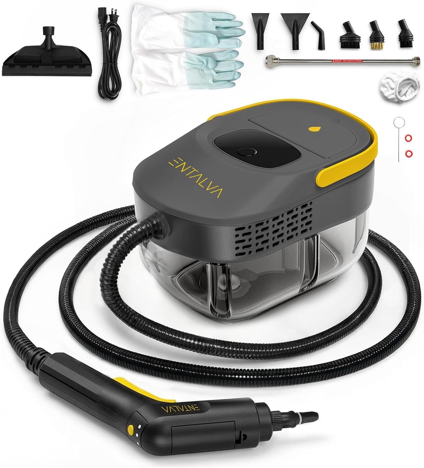 1500W Handheld Steam Cleaner 1.69QT High Temp 15 Accessories Home Use